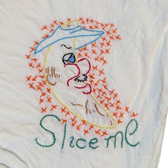 Vintage Embroidered Kitchen Dish Tea Towels Handmade Fruits Quirky 21x37" - Picture 5 of 8